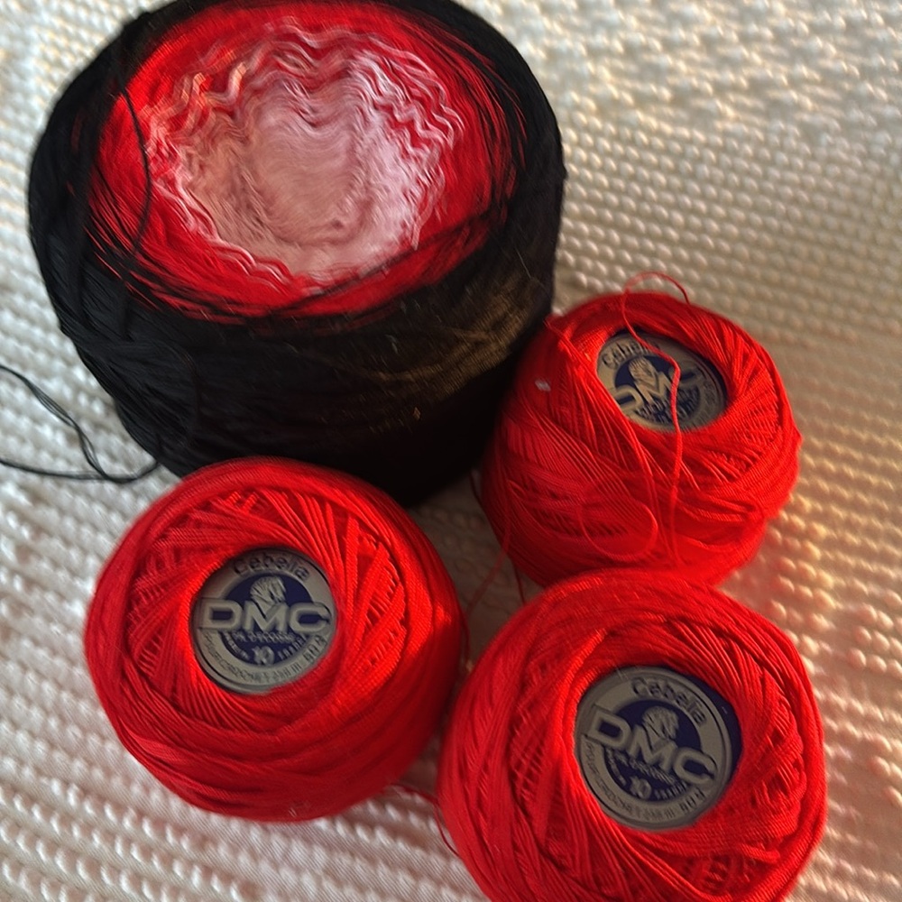 DMC Cebelia Crochet Thread Set - Black and Red - Picture 2 of 3